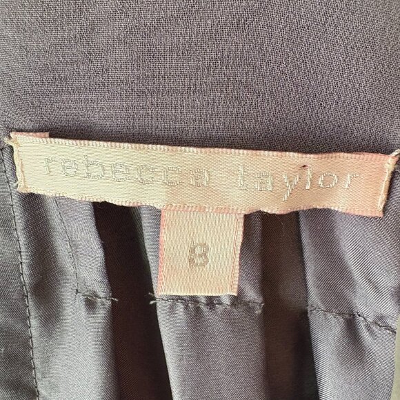 NWT Rebecca Taylor 100% Silk Purple Top Sleeveless Black Sequins Size 8 Party - Picture 5 of 8